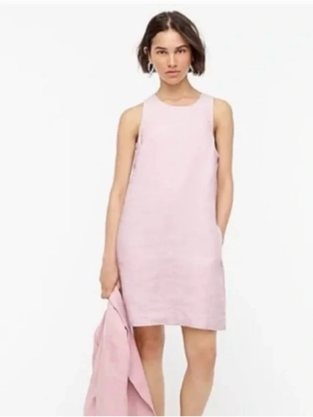 J Crew/ Linen Sleeveless Dress, size XXSP, Black, no sleeve, minimalist